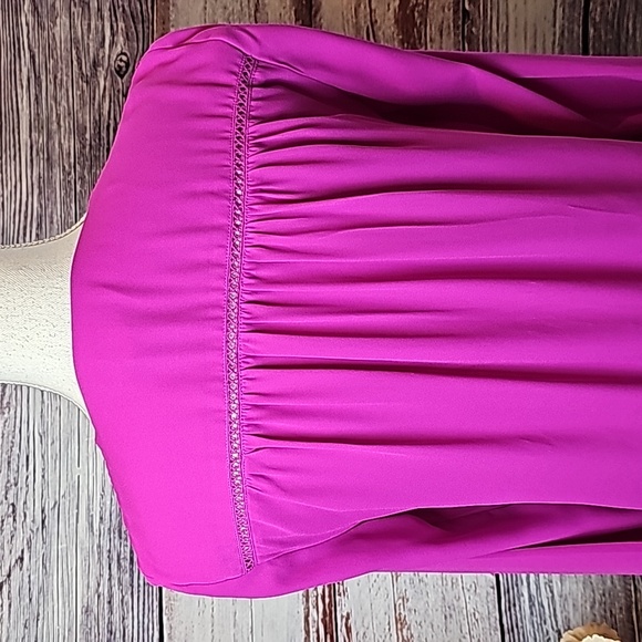 INC INTERNATIONAL CONCEPTS FUCHSIA LONG SLEEVE V NECK CROSSOVER BLOUSE - Picture 6 of 14